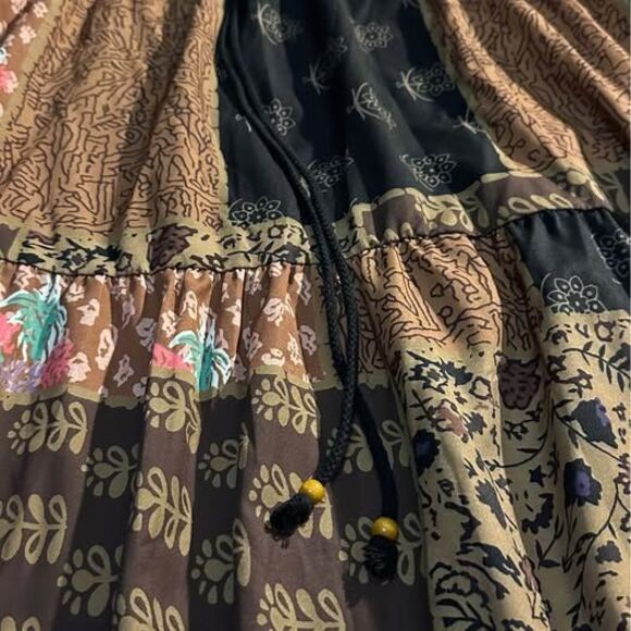 NEW Women’s Plus Size Patchwork Printed Waist Tie Skirt With Ruffle Trim - Picture 3 of 6